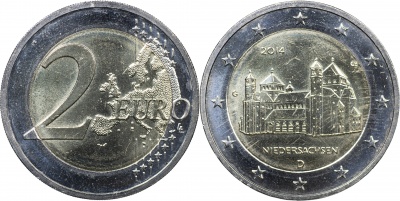 Германия Монета 2 евро. 2014.G (Unc. Биметалл) Федеральные земли. Нижняя Саксония