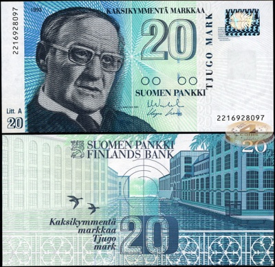 Финляндия. 20 марок (Unc) 1993
