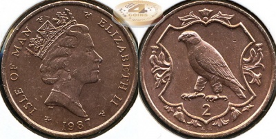 Остров Мэн. 2 пенса. 1987 (Unc)