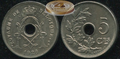 Бельгия. 5 центимов. 1928 (XF++)