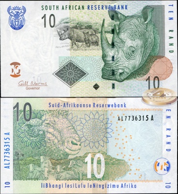 ЮАР. Банкнота 10 рандов. ND(2009). Unc. Бумага. Кат.# P.128b