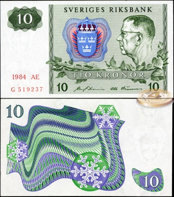 Швеция. 10 крон (Unc) 1984