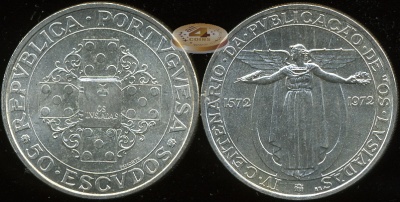 Португалия. 50 эскудо. 1972 (Unc. Серебро)