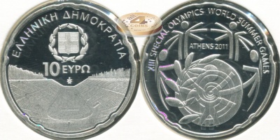 Греция. 10 евро. 2011 (Proof. Серебро)