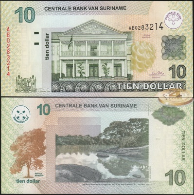 Суринам. 10 долларов (Unc) 2004