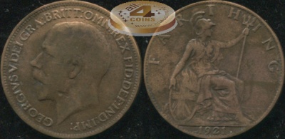 Великобритания. 1 фартинг. 1921. (VF)
