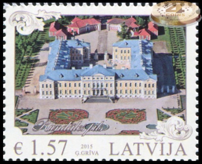 Латвия. 2015. Рундальский дворец (Почтовая марка. MNH OG)