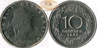 Австрия. 10 грошенов. 1925 (XF/aUnc)