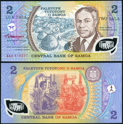 Самоа. 2 тала (Unc. Пластик) 1991