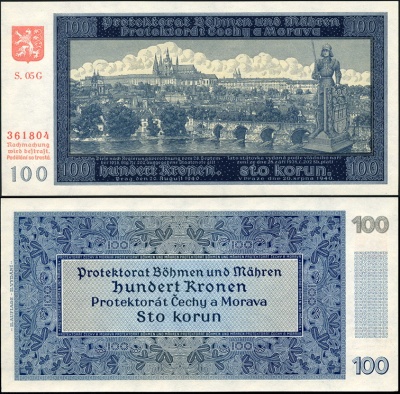 Богемия и Моравия. 100 крон (Unc) 1940