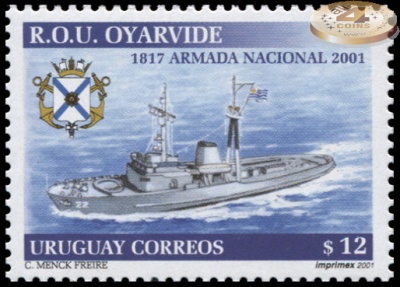 Уругвай. 2001. Военно-Морской флот Уругвая. R.O.U. Oyarvide (Почтовая марка. MNH OG)