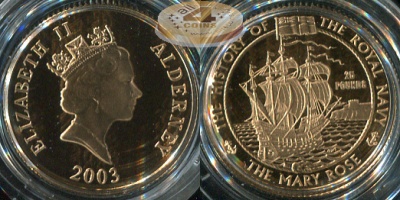 Олдерни. 25 фунтов. 2003 (Proof. Золото)