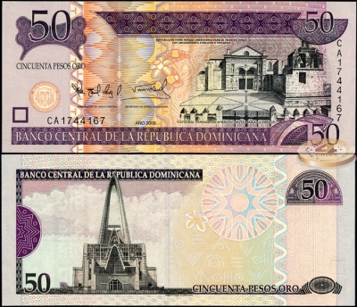 Доминиканская республика. 50 песо (Unc) 2008