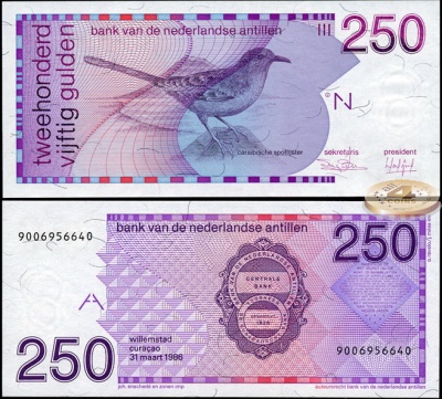 Нидерландские Антильские о-ва. 250 гульденов (Unc) 1986