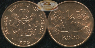Нигерия. 1/2 кобо. 1973 (Unc)