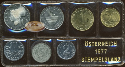 Австрия. Официальный набор (Proof. 7 монет) 1977