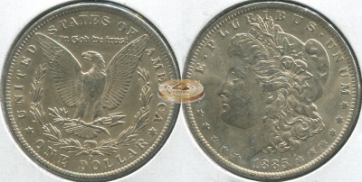 США. 1 доллар. 1885.O (aUnc++. Серебро)