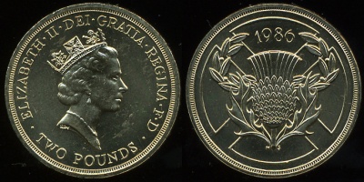 Великобритания. 2 фунта. 1987 (Unc)
