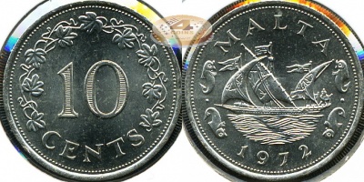 Мальта. 10 центов. 1972 (Unc)