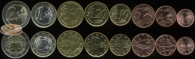 Греция. Набор евро (8 монет. 2 биметалла) 2007