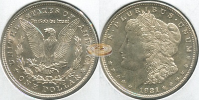 США. 1 доллар. 1921 (Unc. Серебро)