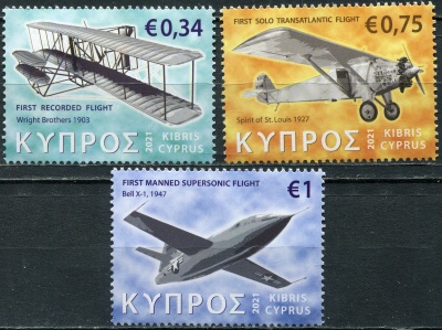 Кипр. 2021. История авиации (Серия Почтовых марок. MNH OG)