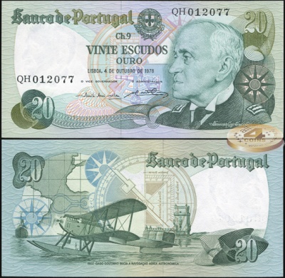 Португалия. 20 эскудо (Unc) 1978