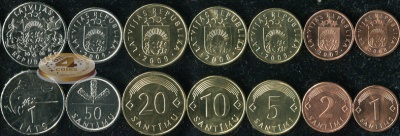 Латвия. Набор №3 (7 монет) 2007-09
