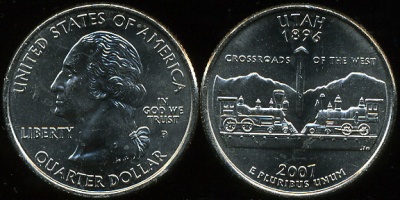 США. Квотер (25 центов). 2007.P (Unc) Юта