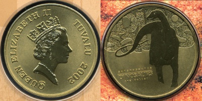 Тувалу. 1 доллар. Сейсмозавр. 2002 (Unc)