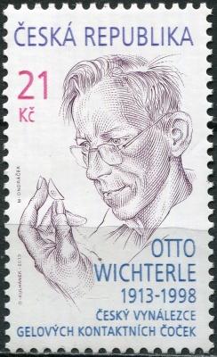 Чехия. 2013. Отто Вихтерле [1913-1998] изобретатель (Почтовая марка. MNH OG)