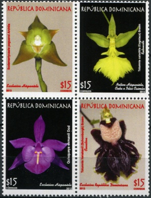 Доминиканская республика. 2012. Орхидеи (Квартблок. MNH OG)