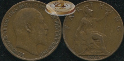 Великобритания. 1 фартинг. 1906. (VF)