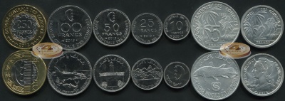 Коморские острова. Набор №2 (7 монет. 1 биметалл) 1964-2013