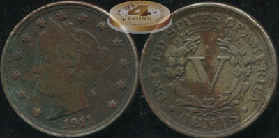 США. 5 центов. 1911 (XF.патина)