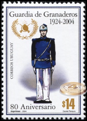 Уругвай. 2004. 80 лет Гвардии Гренадеров (Почтовая марка. MNH OG)