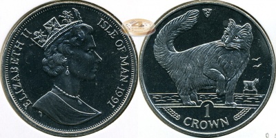 Остров Мэн. 1 крона. 1991 (Unc)