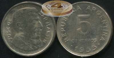 Аргентина. 5 центаво. 1955 (XF)