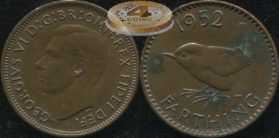 Великобритания. 1 фартинг. 1952. (Unc/aUnc)