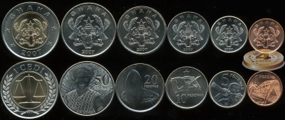 Гана. Набор №3 (6 монет. 1 биметалл) 2007