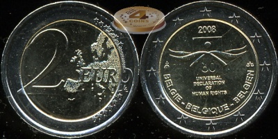 Бельгия. 2 евро. 2008 (Unc. Биметалл)