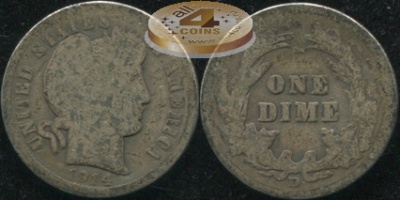 США. 10 центов (Дайм). 1914.D (AG. Серебро)