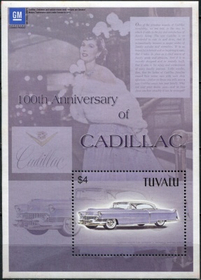 Тувалу. 2003. 100-летие автомобилей Cadillac General Motors (Блок. MNH OG)