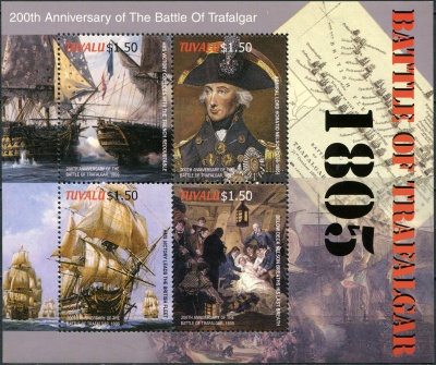 Тувалу. 2005. 200-летие Трафальгарской битвы: живопись (Малый лист. MNH OG)