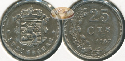 Люксембург. 25 центимов. 1927 (XF+)