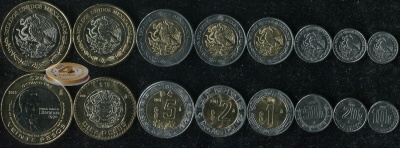 Мексика. Набор №10 (8 монет. 5 биметаллов) 2010-11