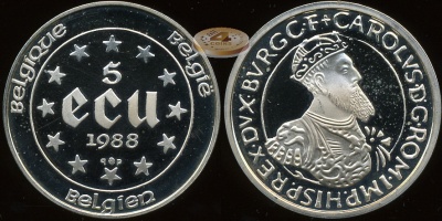 Бельгия. 5 экю. 1988 (Proof)