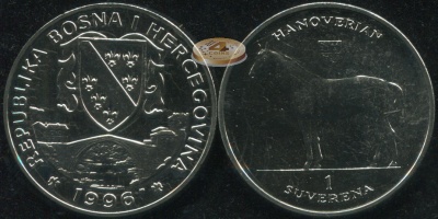 Босния и Герцеговина. 1 суверен. 1996 (Unc)