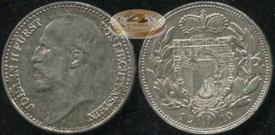 Лихтенштейн. 1 крона. 1910 (aXF+/aUnc. Серебро)