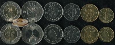 Гана. Набор №5 (6 монет. 1 биметалл) 1984-99